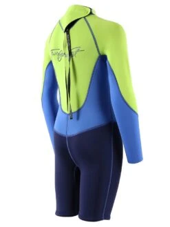 Two Bare Feet Squadron 3/2mm Short Leg Spring Junior Wetsuit (Lime/Blue/Blue) -Glider Wetsuit Store 1c8a1424