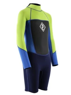Two Bare Feet Squadron 3/2mm Short Leg Spring Junior Wetsuit (Lime/Blue/Blue) -Glider Wetsuit Store 1c8a1427