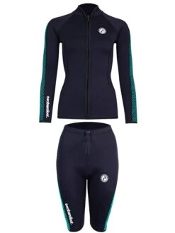 Two Bare Feet Womens Silicone Print Series 2.5mm Wetsuit Jacket & Shorts Set (Black/Mint) 11 Two Bare Feet Womens Silicone Print Series 2.5mm Wetsuit Jacket & Shorts Set (Black/Mint) -Glider Wetsuit Store 2 36