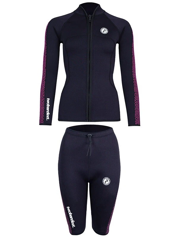 Two Bare Feet Womens Silicone Print Series 2.5mm Wetsuit Jacket & Shorts Set (Black/Raspberry) 4 Two Bare Feet Womens Silicone Print Series 2.5mm Wetsuit Jacket & Shorts Set (Black/Raspberry) - Image 2