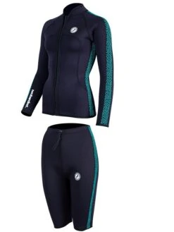 Two Bare Feet Womens Silicone Print Series 2.5mm Wetsuit Jacket & Shorts Set (Black/Mint) 12 Two Bare Feet Womens Silicone Print Series 2.5mm Wetsuit Jacket & Shorts Set (Black/Mint) -Glider Wetsuit Store 3 30