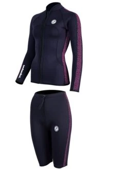 Two Bare Feet Womens Silicone Print Series 2.5mm Wetsuit Jacket & Shorts Set (Black/Raspberry) 12 Two Bare Feet Womens Silicone Print Series 2.5mm Wetsuit Jacket & Shorts Set (Black/Raspberry) -Glider Wetsuit Store 3 32