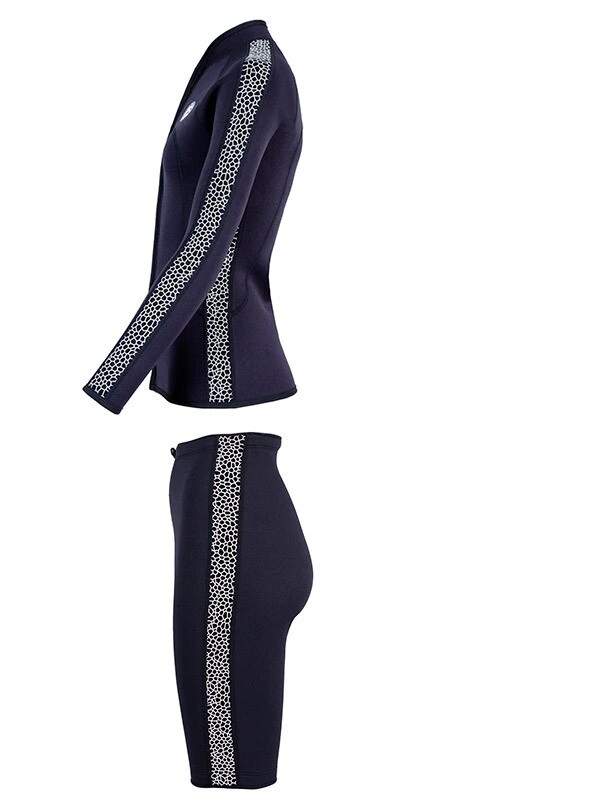 Two Bare Feet Womens Silicone Print Series 2.5mm Wetsuit Jacket & Shorts Set (Black/White) 6 Two Bare Feet Womens Silicone Print Series 2.5mm Wetsuit Jacket & Shorts Set (Black/White) - Image 4