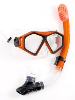 DiveSport Silicone Mask & Dry Top Snorkel 2pc Set (Orange / Clear) -Glider Wetsuit Store divesport 2pc mask dry top orange 02