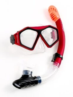DiveSport Silicone Mask & Dry Top Snorkel 2pc Set (Red / Clear) -Glider Wetsuit Store divesport 2pc mask dry top red 02