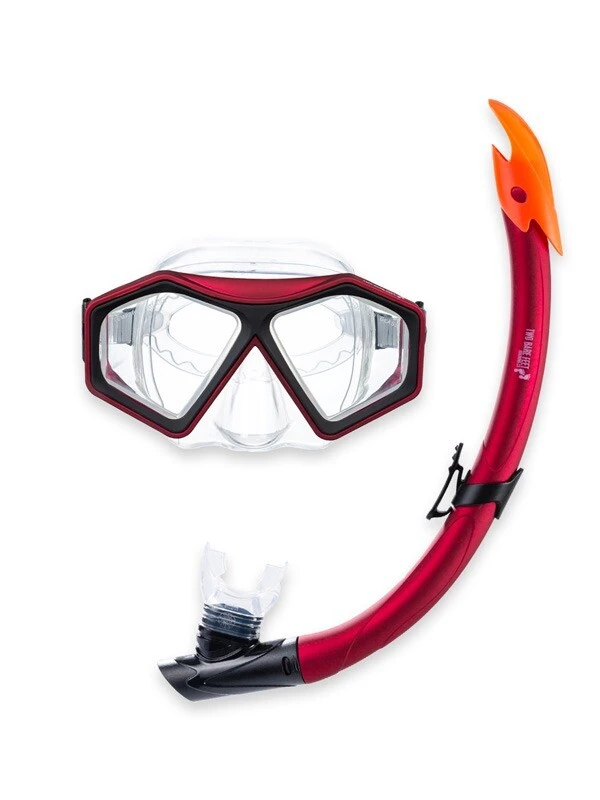 DiveSport Silicone Mask & Snorkel 2pc Set (Red / Clear)