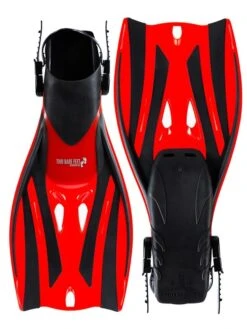 PVC Mask Snorkel & F52 Fins 3pc Set (Red) -Glider Wetsuit Store f52 red 4 4