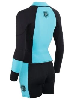 Two Bare Feet Harmony 3mm Jacket & Shorts Set (Black/Mint) -Glider Wetsuit Store harmony jacket and shorts set black mint 4