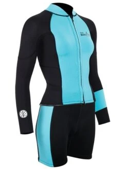 Two Bare Feet Harmony 3mm Jacket & Shorts Set (Black/Mint) -Glider Wetsuit Store harmony jacket and shorts set black mint 8