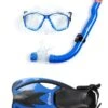 Two Bare Feet Childrens PVC Mask Snorkel Fins 3 Piece Set (Blue) -Glider Wetsuit Store kids pvc blue 2