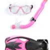 Two Bare Feet Childrens PVC Mask Snorkel Fins 3 Piece Set (Pink) -Glider Wetsuit Store kids pvc pink