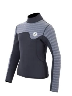 Two Bare Feet Junior Aspect 2.5mm Back Zip Jacket (Black/Grey Stripe) -Glider Wetsuit Store kids aspect back zip jacket black grey stripe 2
