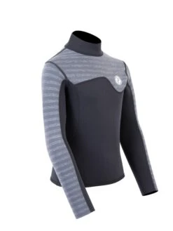 Two Bare Feet Junior Aspect 2.5mm Back Zip Jacket (Black/Grey Stripe) -Glider Wetsuit Store kids aspect back zip jacket black grey stripe 8