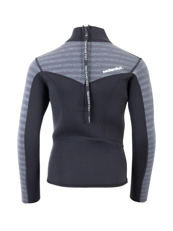 Two Bare Feet Junior Aspect 2.5mm Back Zip Jacket & Pants Set (Black/Grey Stripes) - Image 6