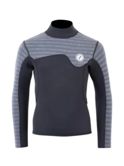 Two Bare Feet Junior Aspect Fleece Lined Zipless Thermal 2.5mm Superstretch Wetsuit Top & Shorts Set (Black/Grey Stripes) -Glider Wetsuit Store kids aspect back zip jacket black grey stripe vista shorts 5 1