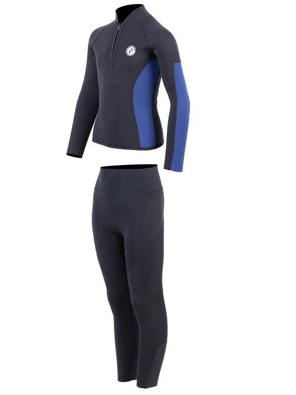 Two Bare Feet Junior Perspective Half Zip 2.5mm Wetsuit Jacket And Pants Set (Black/Blue) - Image 3