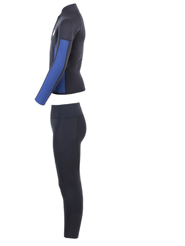 Two Bare Feet Junior Perspective Half Zip 2.5mm Wetsuit Jacket And Pants Set (Black/Blue) - Image 4