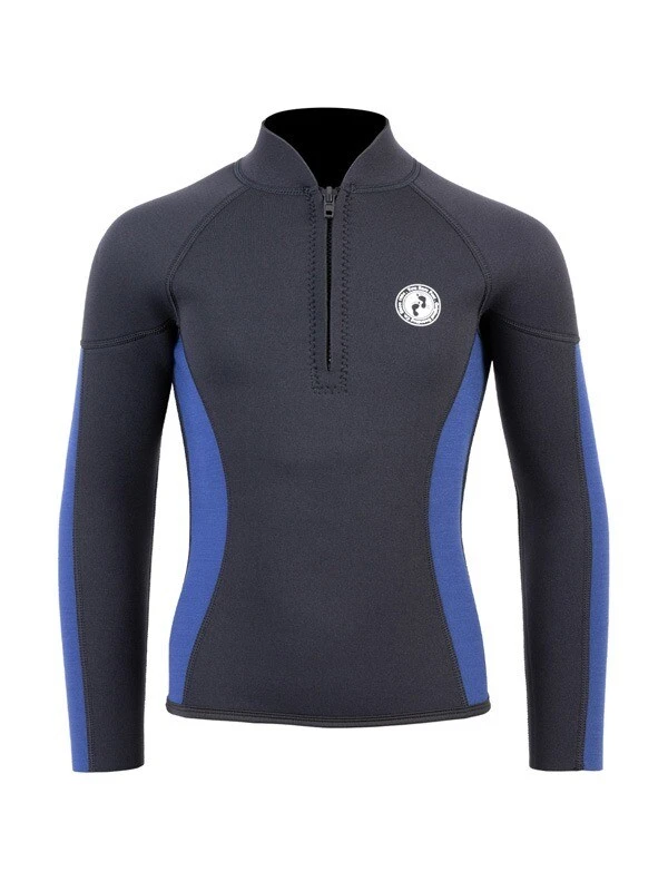 Two Bare Feet Junior Perspective Half Zip 2.5mm Wetsuit Jacket And Pants Set (Black/Blue) - Image 5