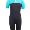 Two Bare Feet Thunderclap 2.5mm Junior Shorty Wetsuit (Aqua / Black) -Glider Wetsuit Store kids thunderclap shorty wetsuit aqua 1 1