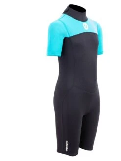 Two Bare Feet Thunderclap 2.5mm Junior Shorty Wetsuit (Aqua / Black) -Glider Wetsuit Store kids thunderclap shorty wetsuit aqua 8