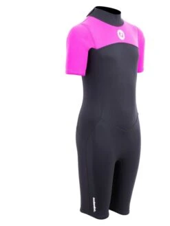 Two Bare Feet Thunderclap 2.5mm Junior Shorty Wetsuit (Pink / Black) -Glider Wetsuit Store kids thunderclap shorty wetsuit pink 8