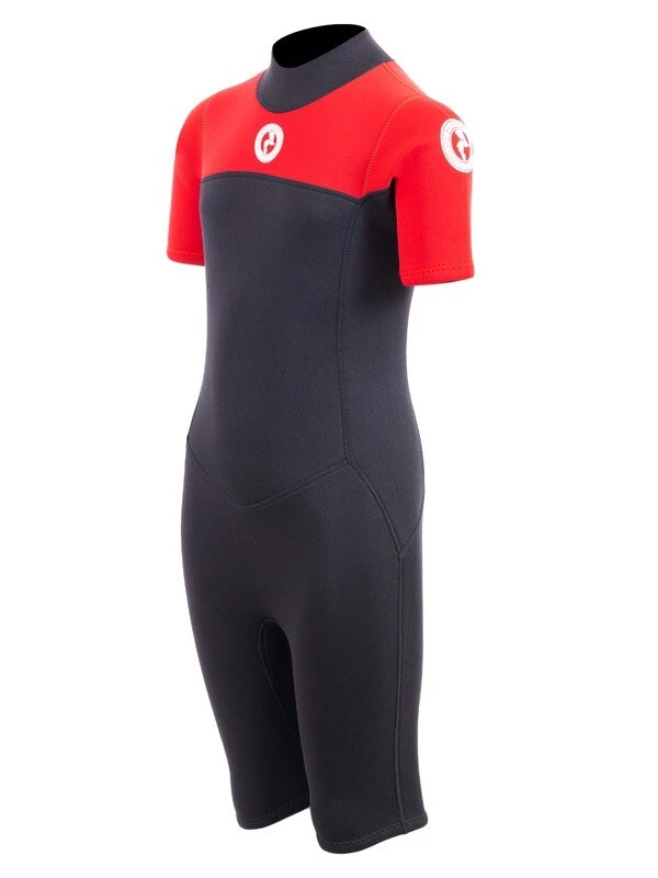 Two Bare Feet Thunderclap 2.5mm Junior Shorty Wetsuit (Red / Black) 4 Two Bare Feet Thunderclap 2.5mm Junior Shorty Wetsuit (Red / Black) - Image 2
