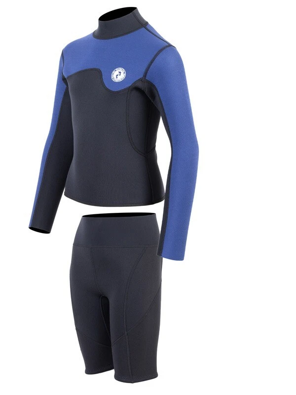 Two Bare Feet Junior Aspect Fleece Lined Zipless Thermal 2.5mm Superstretch Wetsuit Top & Shorts Set (Black/Blue) 5 Two Bare Feet Junior Aspect Fleece Lined Zipless Thermal 2.5mm Superstretch Wetsuit Top & Shorts Set (Black/Blue) - Image 3