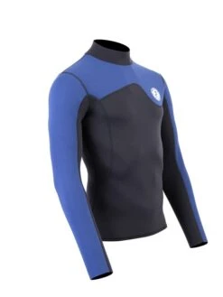 Two Bare Feet Mens Aspect Back Zip 2.5mm Wetsuit Jacket (Black/Blue) -Glider Wetsuit Store mens aspect back zip jacket black blue denim 8 1