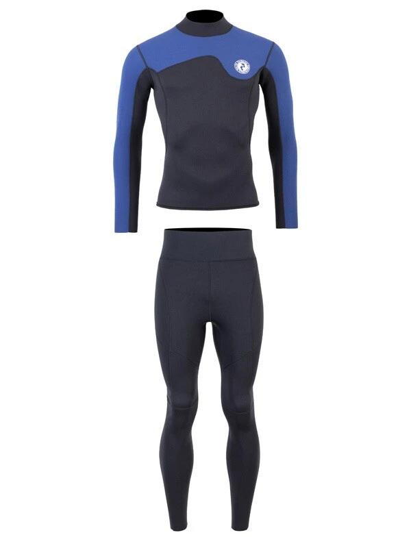 Two Bare Feet Mens Aspect Back Zip 2.5mm Wetsuit Jacket & Pants Set (Black/Blue) - Image 2