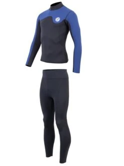 Two Bare Feet Mens Aspect Back Zip 2.5mm Wetsuit Jacket & Pants Set (Black/Blue) -Glider Wetsuit Store mens aspect back zip jacket black blue denim vista pants 3 1 2