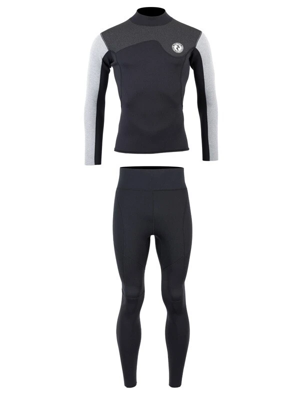 Two Bare Feet Mens Aspect Back Zip 2.5mm Wetsuit Jacket & Pants Set (Black/Grey/Grey) - Image 2