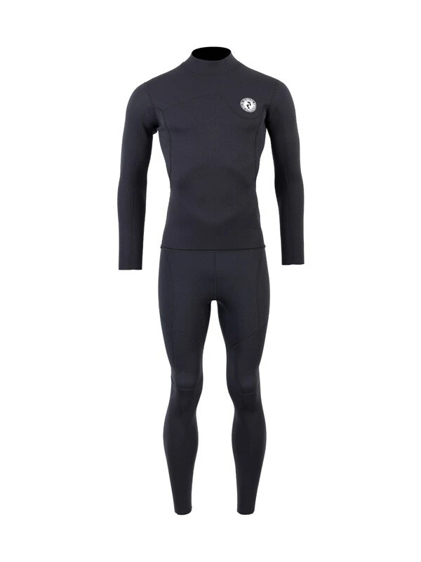 Two Bare Feet Mens Aspect Back Zip 2.5mm Wetsuit Jacket & Pants Set (Black)