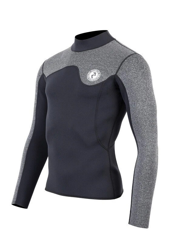 Two Bare Feet Mens Aspect Fleece Lined Zipless Thermal 2.5mm Superstretch Wetsuit Top (Black/Grey) 4 Two Bare Feet Mens Aspect Fleece Lined Zipless Thermal 2.5mm Superstretch Wetsuit Top (Black/Grey) - Image 2