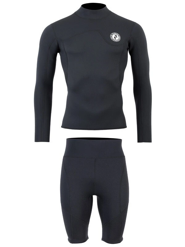 Two Bare Feet Mens Aspect Fleece Lined Zipless Thermal 2.5mm Superstretch Wetsuit Top & Shorts Set (Black) - Image 2