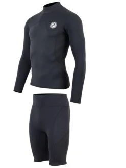 Two Bare Feet Mens Aspect Fleece Lined Zipless Thermal 2.5mm Superstretch Wetsuit Top & Shorts Set (Black) -Glider Wetsuit Store mens aspect fleece lined thermal top black vista shorts 3