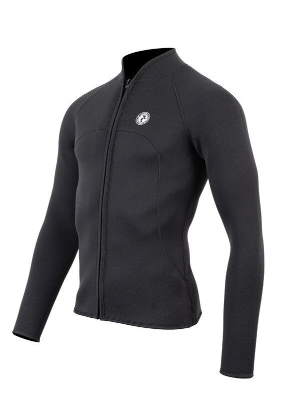 Two Bare Feet Mens Heritage 3mm Full Zip Long Sleeve Wetsuit Jacket (Black) - Image 2