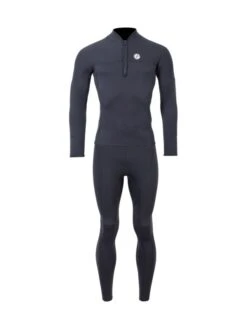 Two Bare Feet Mens Heritage Half Zip 3mm Wetsuit Jacket & Pants Set (Black)