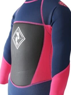 Two Bare Feet Squadron 3/2mm Short Leg Spring Junior Wetsuit (Blue/Fuchsia) -Glider Wetsuit Store pink navy detail