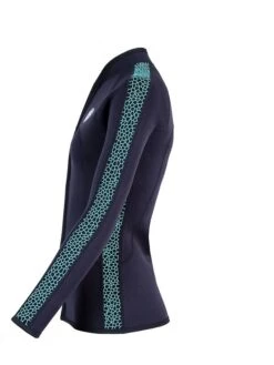 Two Bare Feet Womens Silicone Print Series Full Zip 2.5mm Wetsuit Jacket (Black/Mint) -Glider Wetsuit Store silicone series jacket mint 3