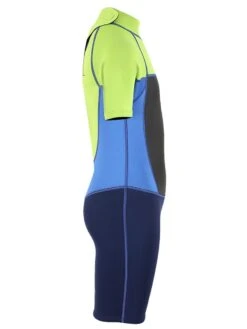 Two Bare Feet Squadron 3/2mm Junior Shorty Wetsuit (Lime/Blue/Blue) -Glider Wetsuit Store squadron kids short arms short legs green blue navy 7