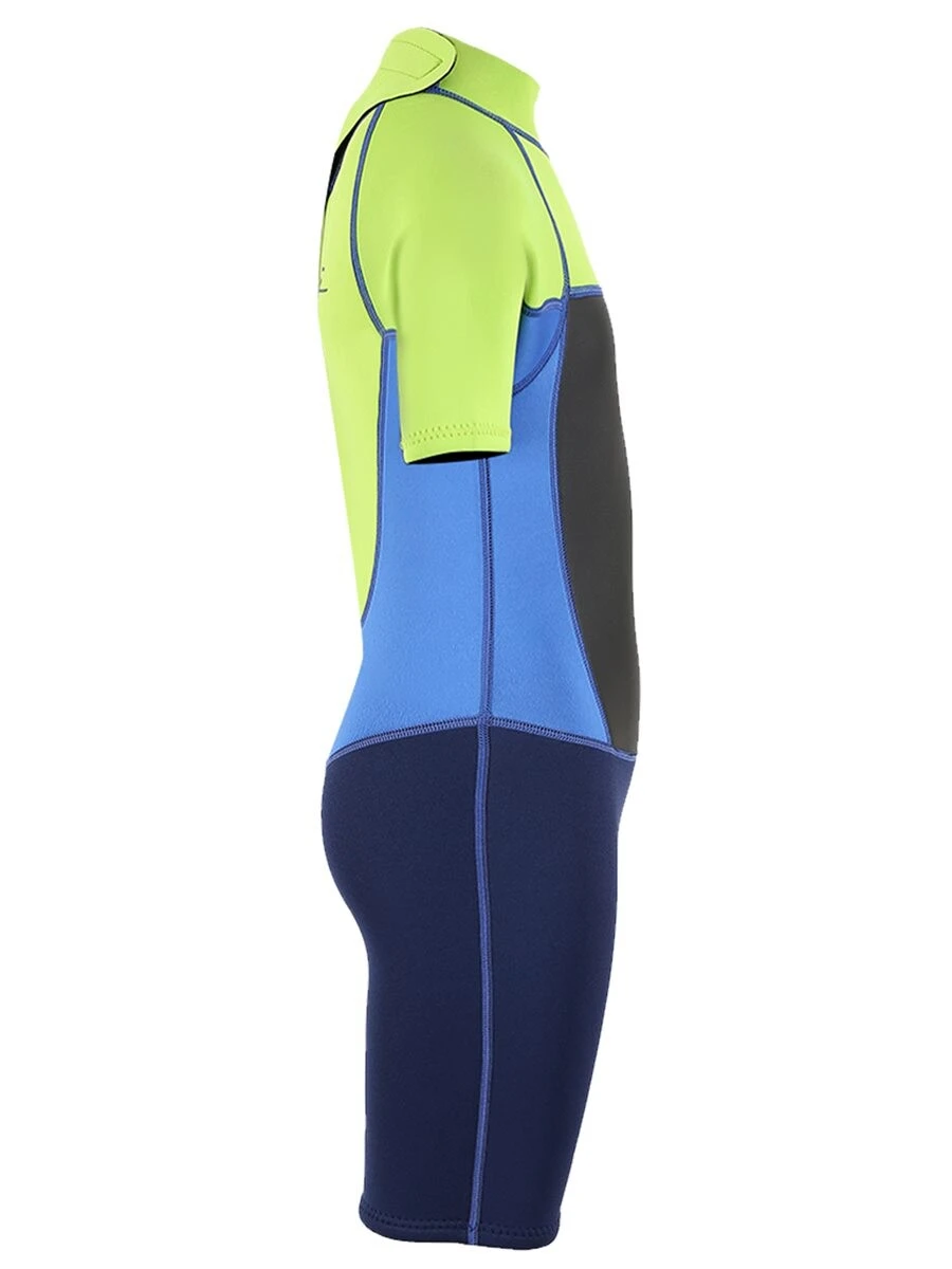 Two Bare Feet Squadron 3/2mm Junior Shorty Wetsuit (Lime/Blue/Blue) - Image 7