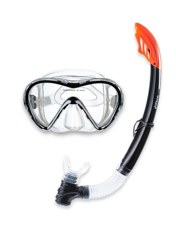 Two Bare Feet Adult Silicone Snorkel & Mask Set 3 (Black)