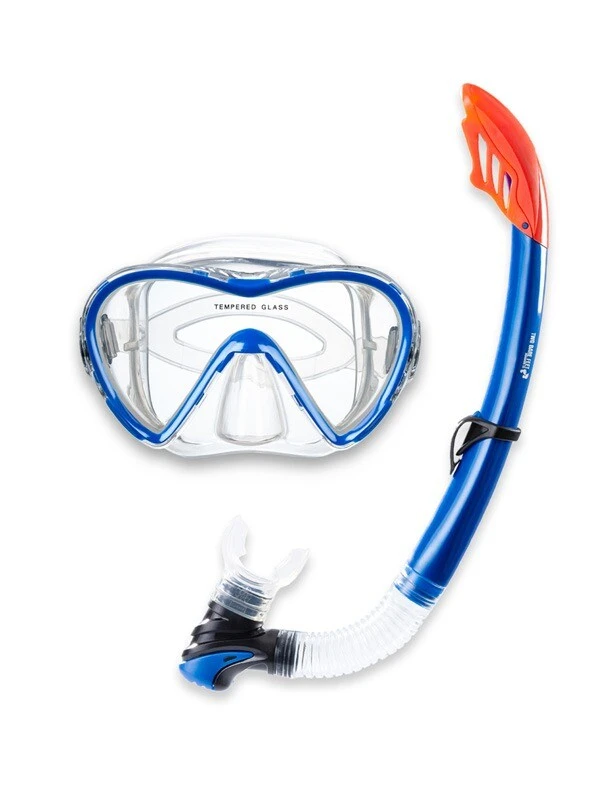 Two Bare Feet Adult Silicone Snorkel & Mask Set 3 (Blue)