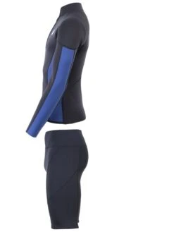 Two Bare Feet Perspective Half Zip 2.5mm Wetsuit Jacket & Shorts Set (Black/Blue) -Glider Wetsuit Store u1y1bg 1
