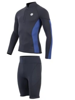 Two Bare Feet Perspective Half Zip 2.5mm Wetsuit Jacket & Shorts Set (Black/Blue) -Glider Wetsuit Store u1y1bg 6