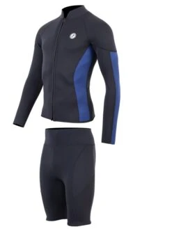 Two Bare Feet Perspective Full Zip 2.5mm Wetsuit Jacket & Shorts Set (Black/Blue) -Glider Wetsuit Store u5hd9z i