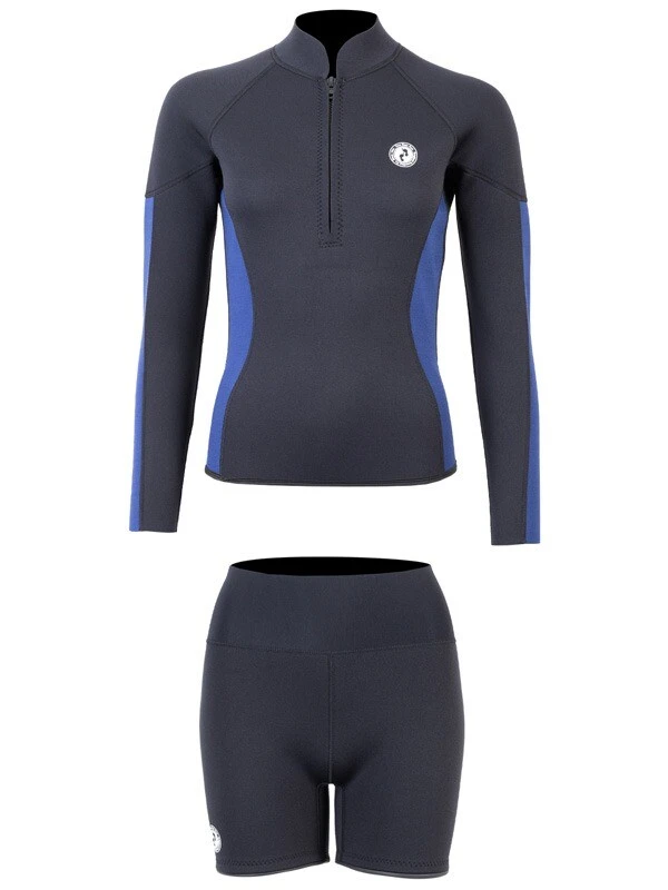 Two Bare Feet Unisex Perspective Half Zip 2.5mm Wetsuit Jacket & Hotpants Set (Black/Blue) 4 Two Bare Feet Unisex Perspective Half Zip 2.5mm Wetsuit Jacket & Hotpants Set (Black/Blue) - Image 2