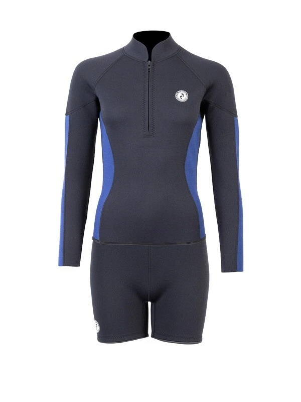 Two Bare Feet Unisex Perspective Half Zip 2.5mm Wetsuit Jacket & Hotpants Set (Black/Blue) 3 Two Bare Feet Unisex Perspective Half Zip 2.5mm Wetsuit Jacket & Hotpants Set (Black/Blue)