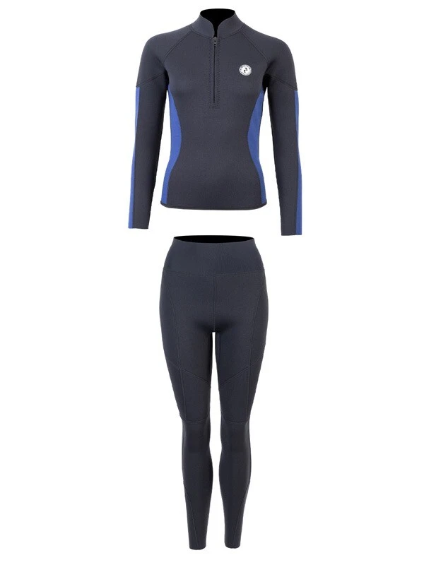 Two Bare Feet Unisex Perspective Half Zip 2.5mm Wetsuit Jacket & Pants Set (Black/Blue) 4 Two Bare Feet Unisex Perspective Half Zip 2.5mm Wetsuit Jacket & Pants Set (Black/Blue) - Image 2