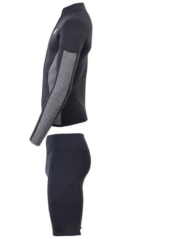 Two Bare Feet Perspective Full Zip 2.5mm Wetsuit Jacket & Shorts Set (Black/Grey) - Image 4